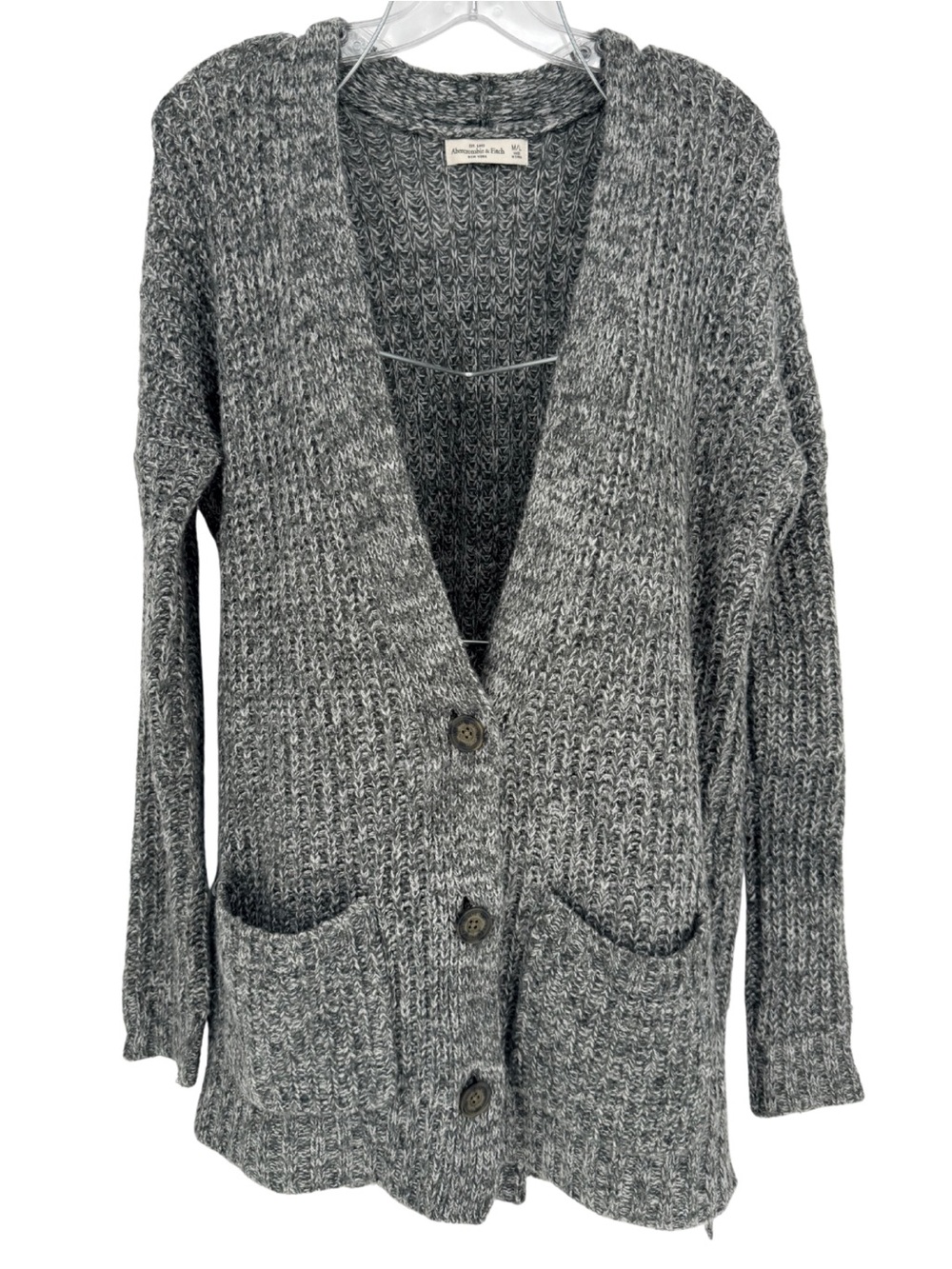 Abercrombie Fitch M/L Grandpa Cardigan Gray Knit Wool Cabincore Mountaincore